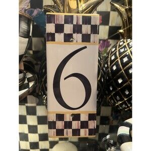 NEW Mackenzie-Childs Tile Ceramic HOUSE NUMBER 6 Or 9 COURTLY CHECK  7" X 3"